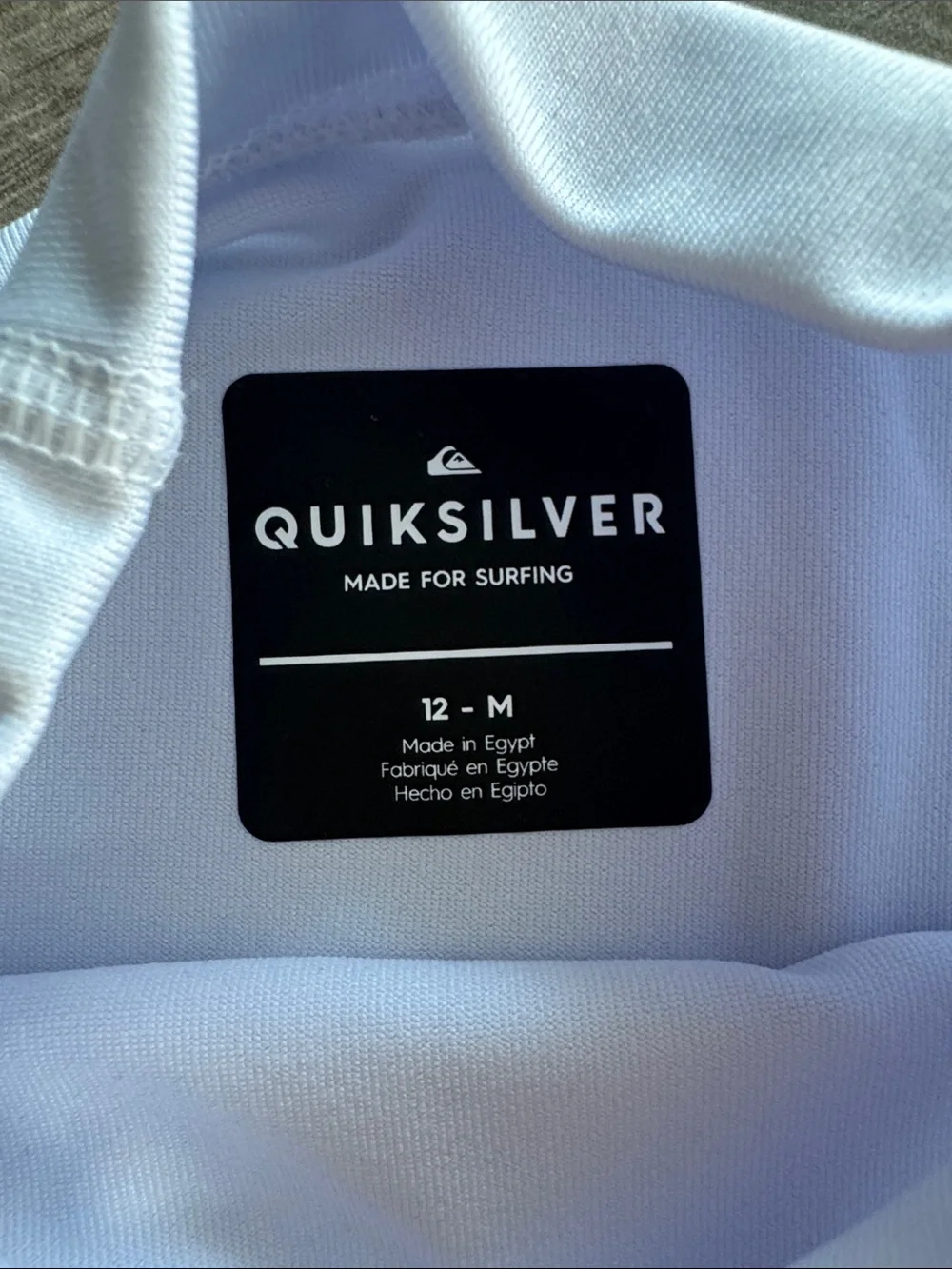 Quiksilver White Rash Guard with Black Logo size 12 NWT